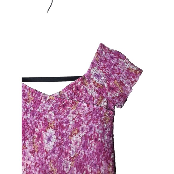 NWT BB Dakota Steve Madden Woman's Bright Rose Floral Compass Smocked Top Size M - Picture 7 of 12